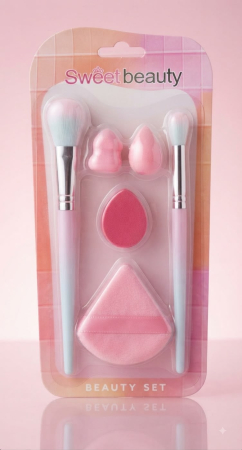 ACCESORII & MACHIAJ - Set Complet de Machiaj Sweet Beauty - Pensule și Bureței