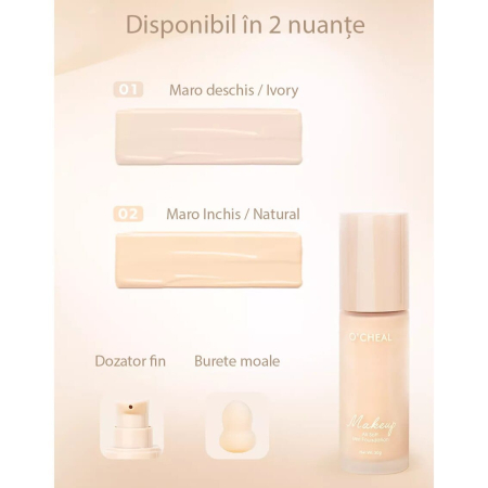 Set fond de ten lichid O’Cheal Air Soft Mist cu burețel [2]