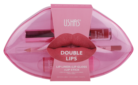 Set Machiaj Buze Ushas Double Lips  Cu Liner si Gloss Volum