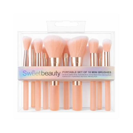 ACCESORII & MACHIAJ - Set Portabil de 10 Mini Pensule Machiaj "Sweet Beauty"