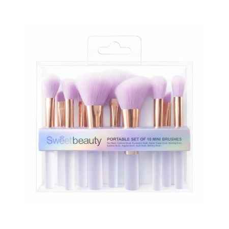 ACCESORII & MACHIAJ - Set Portabil de 10 Mini Pensule Machiaj "Sweet Beauty
