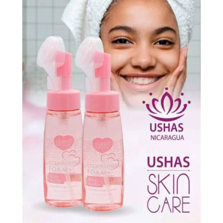 Spumă Demachiantă USHAS Rose Bubble 240g | Trandafiri & Periuță Masaj [2]