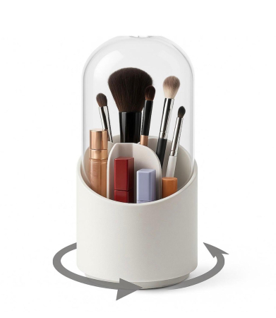 ACCESORII & MACHIAJ - Suport Rotativ 360° pentru Pensule și Cosmetice, cu Capac Transparent