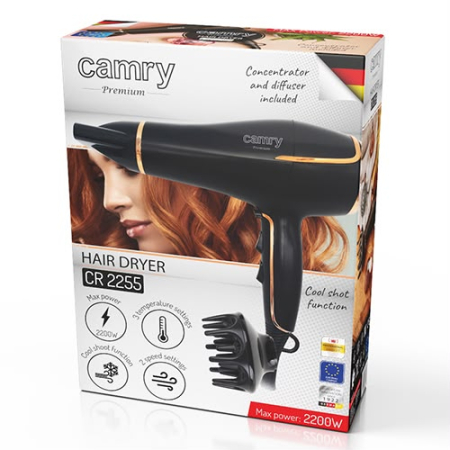 HAIR STYLE - Uscător de Păr Camry Premium CR 2255, 2200W, Negru