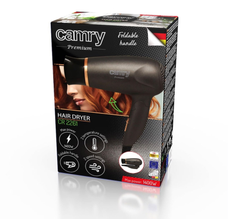 HAIR STYLE - Uscător de Păr Pliabil Camry Premium, 1400W, Negru