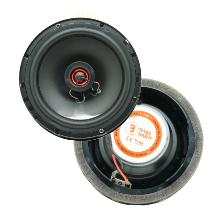 Pachete dedicate VW - Set difuzoare auto coaxiale usi spate VW Passat B7 2010-2014 Bass Habit P165 16.5cm 60W cu inele si mufa adaptoare