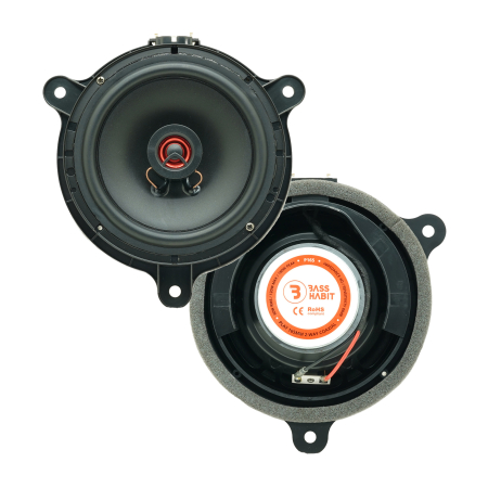 Pachete dedicate Mazda 3 2014-2019 - Set difuzoare auto coaxiale usi spate Mazda 3 2014 - 2019 Bass Habit P165 16.5cm 60W cu inele si mufa adaptoare