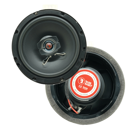 Difuzoare auto - Set difuzoare auto coaxiale usi spate VW T-Roc 2017-2024 Bass Habit R165 16.5cm 60W cu inele si mufa adaptoare