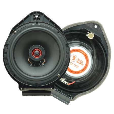 Pachete dedicate Opel Astra J - Set difuzoare auto coaxiale usi spate Opel Astra J Bass Habit P165 16.5cm 60W cu inele si mufa adaptoare