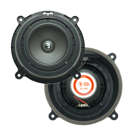 Pachete dedicate Mazda 3 2014-2019 - Set difuzoare auto componente usi fata Mazda 3 2014 - 2019 Bass Habit P165C 16.5cm 60W cu inele si mufa adaptoare