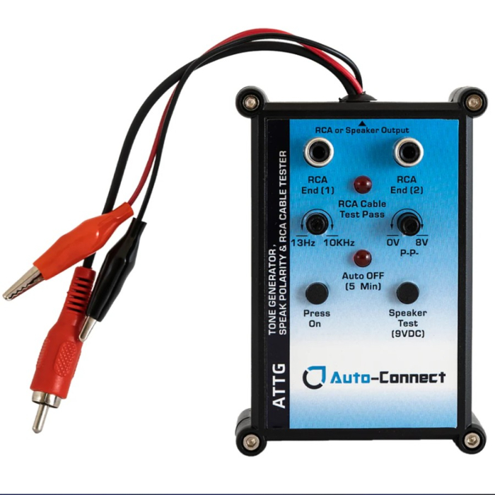 Generator de tonuri All-in-one Auto-Connect ATTG, tester de cablu RCA și tester de polaritate a difuzoarelor. [1]