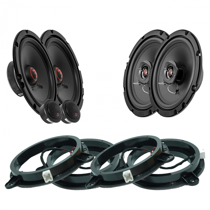 Pachet difuzoare auto Nissan 4 usi Bass Habit componente si coaxiale 16.5cm 60W cu inele si cabluri adaptor [1]