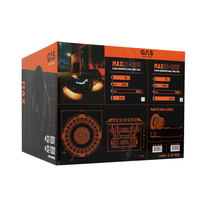 Subwoofer auto GAS MAX S2-12D2 12 inch 2500W 2 Ohm [8]