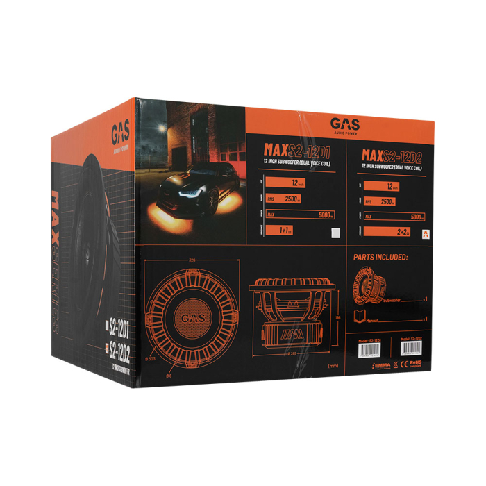 Subwoofer GAS MAX S2-12D1 12 inch 2500W 1 Ohm [8]