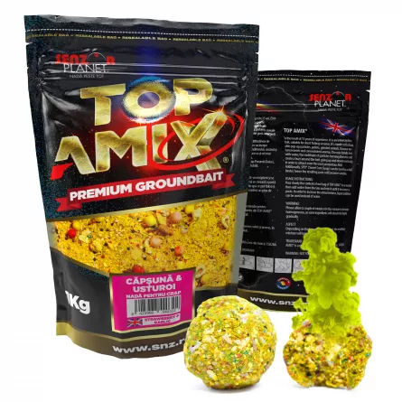Top Amix Căpșună & Usturoi 1kg – Nadă Galbenă de Impact [1]