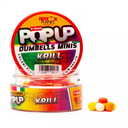 Produse - Pop-Up Dumbells Minis Krill 4-5mm – Finete și Aromă Marină