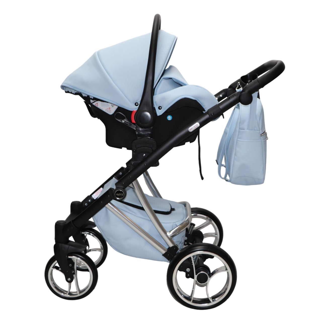 Cărucior 4 în 1 Sojan Agix Extra Bleu Pastel cu Cadru Negru [3]