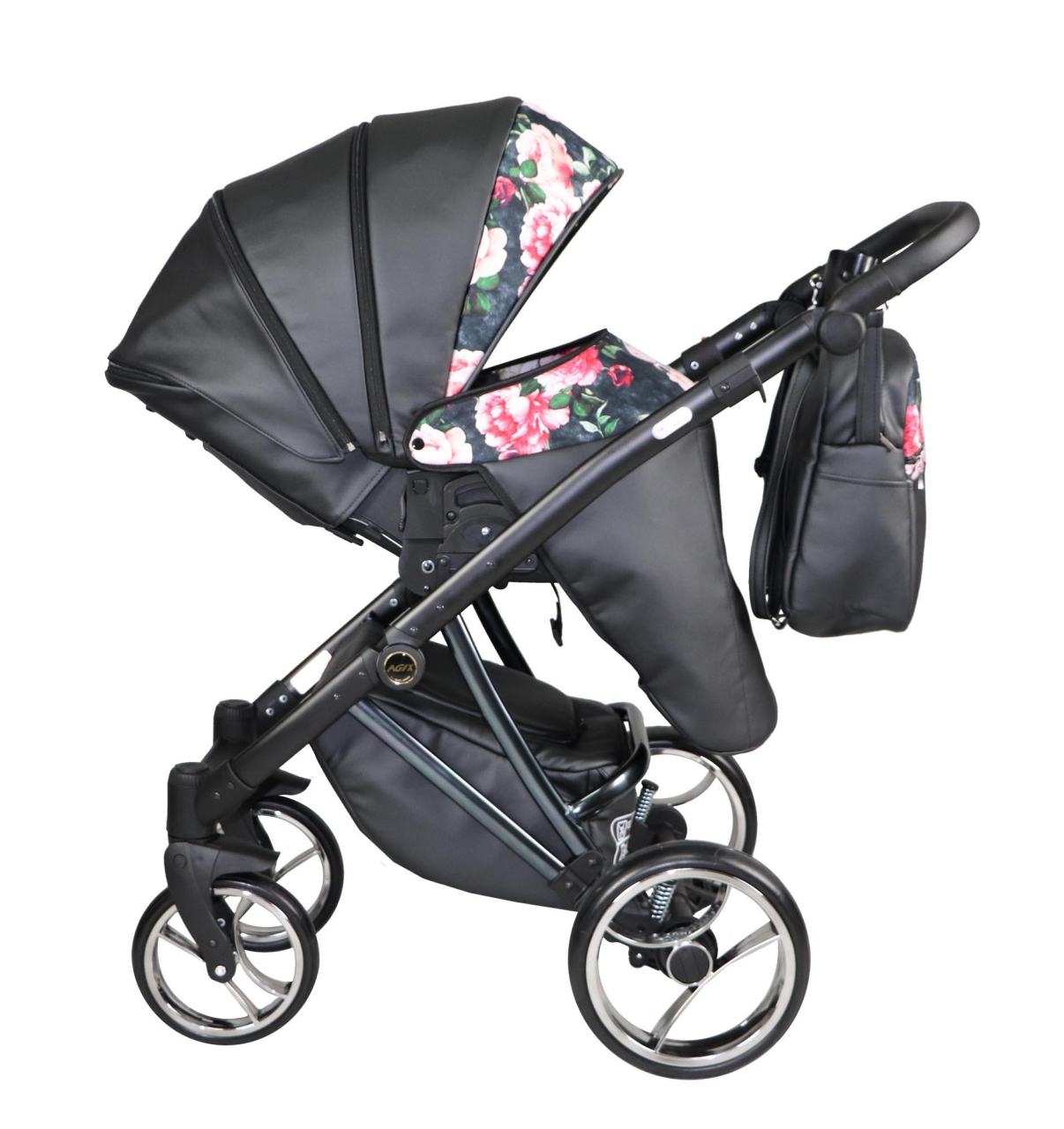 Cărucior 4 în 1 Sojan Agix Extra Negru cu Imprimeu Floral [2]