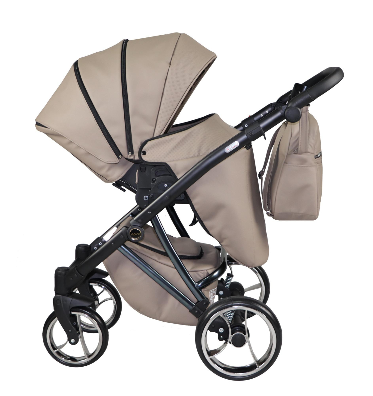 Cărucior 4 în 1 Sojan Agix Extra Taupe Închis cu Cadru Negru [2]