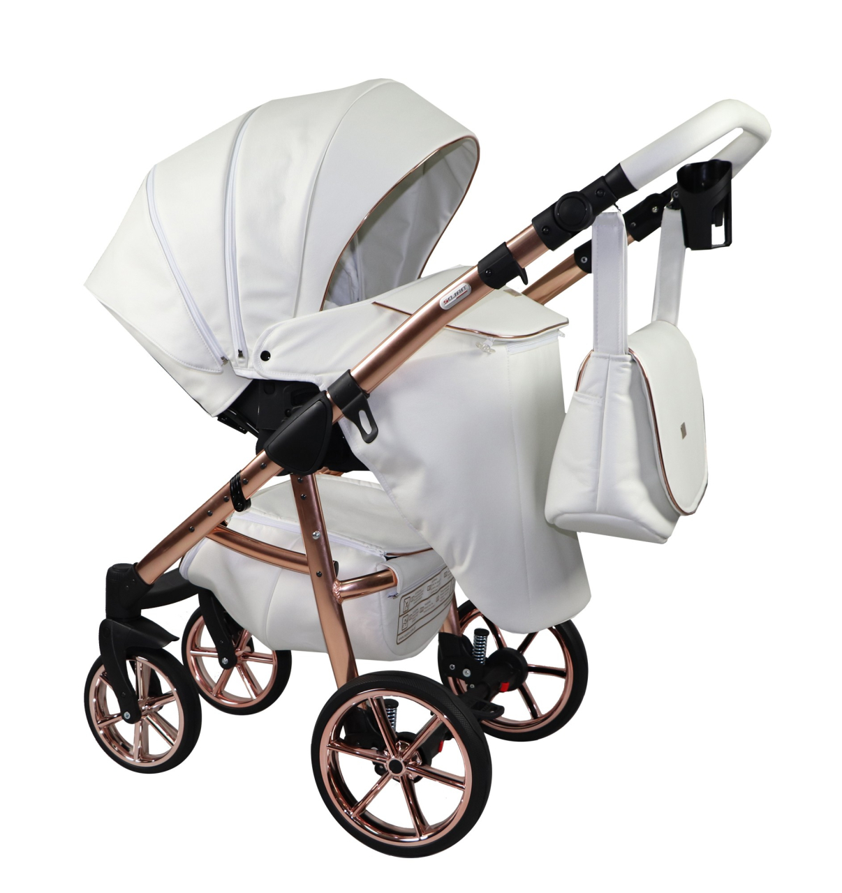 Cărucior 4 în 1 Sojan Mami Exclusive Alb cu Detalii Rose Gold [2]