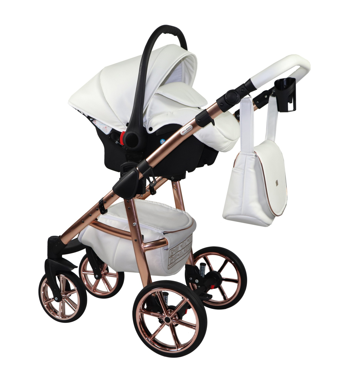 Cărucior 4 în 1 Sojan Mami Exclusive Alb cu Detalii Rose Gold [3]
