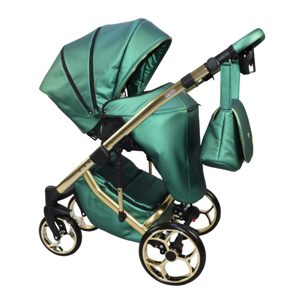 Cărucior 4 în 1 Sojan Xsara Exclusive Verde Smarald cu Detalii Aurii [5]
