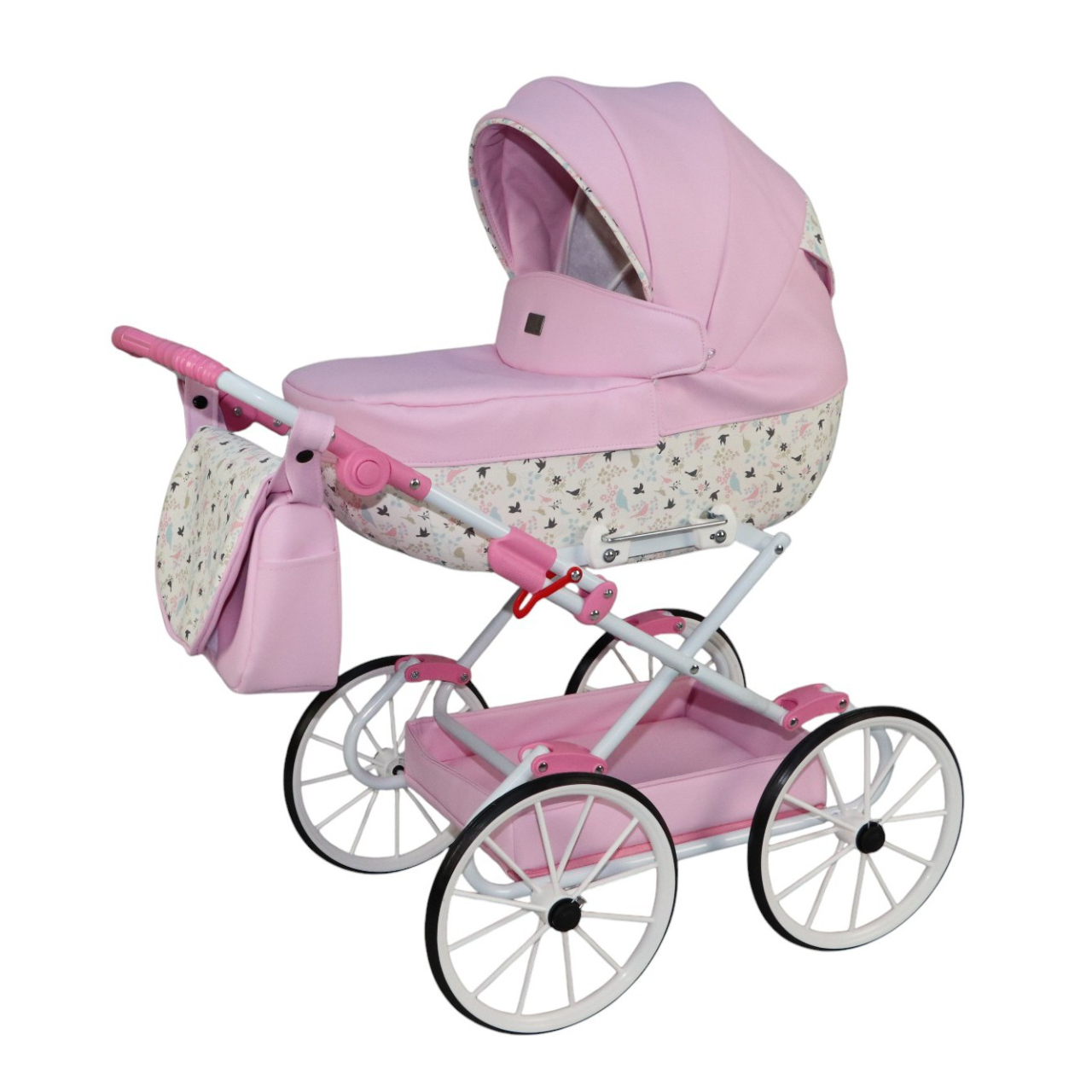 Cărucior pentru Păpuși Sojan Classic Roz cu Imprimeu Floral [3]