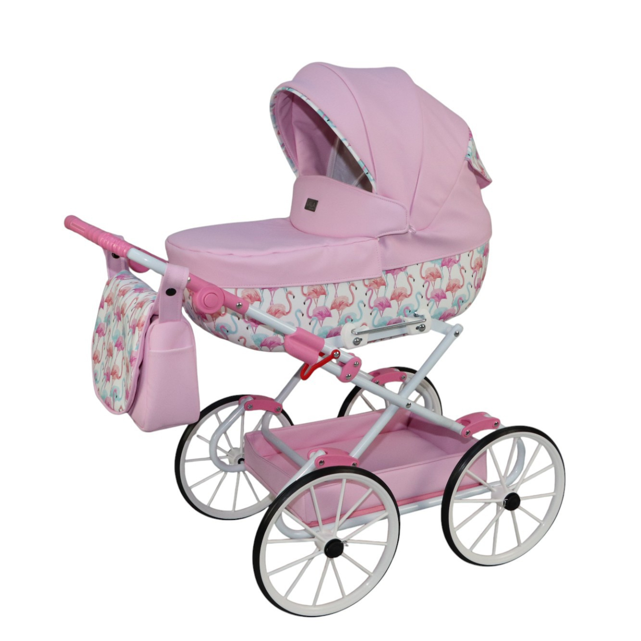Cărucior pentru Păpuși Sojan Classic Roz Pal cu Imprimeu Floral [3]