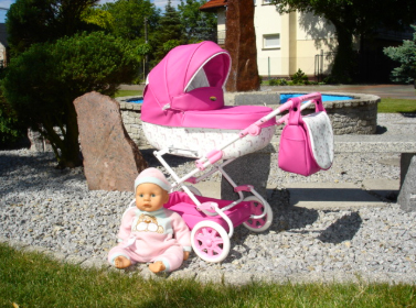 Cărucior pentru Păpuși Sojan Lala Turcoaz cu Imprimeu Floral [15]