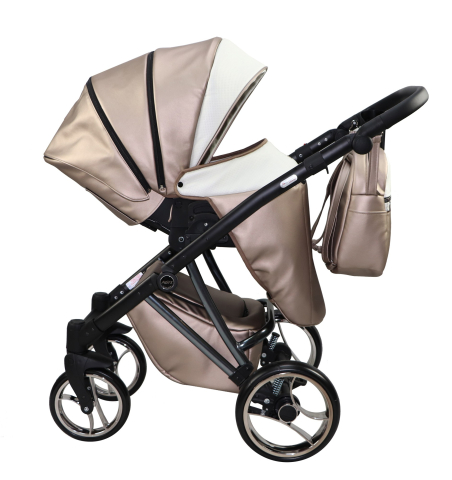 Cărucior 4 în 1 Sojan Agix Extra Bej Rose cu Cadru Negru [1]