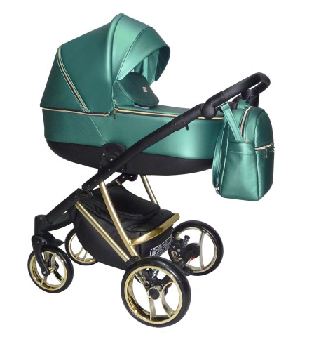 Cărucioare unisex - Cărucior 4 în 1 Sojan Agix Extra Verde Smarald cu Detalii Aurii