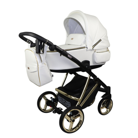 Cărucioare unisex - Cărucior 4 în 1 Sojan Cavax Extra Alb cu Detalii Aurii