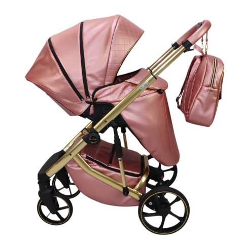 Cărucior 4 în 1 Sojan Citax Exclusive Roz Rose Gold cu Detalii Aurii [2]