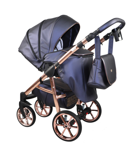 Cărucior 4 în 1 Sojan Mami Exclusive Bleumarin cu Detalii Rose Gold [1]