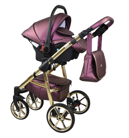 Cărucior 4 în 1 Sojan Mami Exclusive Bordo cu Detalii Rose Gold [2]
