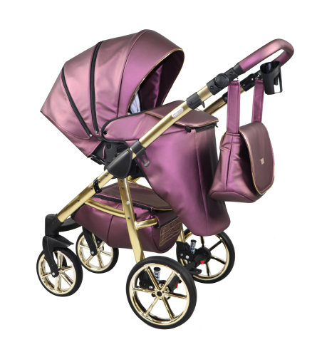 Cărucior 4 în 1 Sojan Mami Exclusive Bordo cu Detalii Rose Gold [1]
