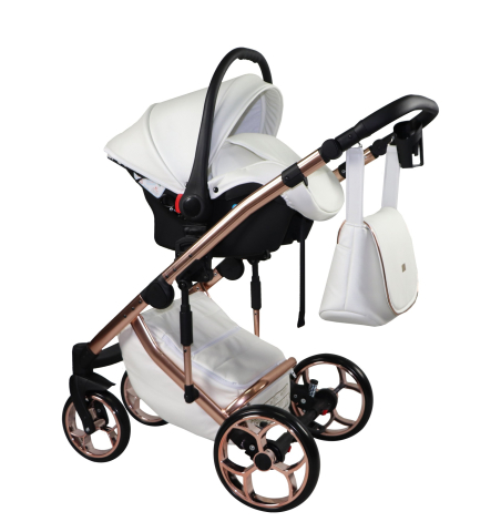 Cărucior 4 în 1 Sojan Xsara Exclusive Alb cu Detalii Rose Gold [5]