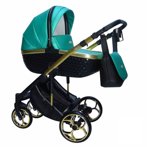 Cărucioare unisex - Cărucior 4 în 1 Sojan Xsara Standard Verde Mentă și Negru cu Detalii Aurii