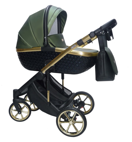 Cărucioare unisex - Cărucior 4 în 1 Sojan Xsara Standard Verde Olive cu Detalii Aurii