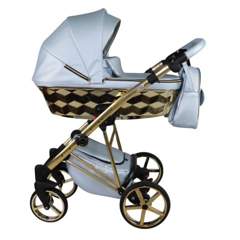 Cărucioare Exclusive - Cărucior 4 în 1 Sojan Zoya Exclusive Bleu cu Detalii Aurii