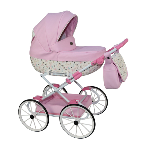 Cărucior pentru Păpuși Sojan Classic Roz cu Imprimeu Floral [1]