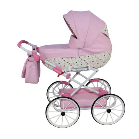 Cărucior pentru Păpuși Sojan Classic Roz cu Imprimeu Floral [3]