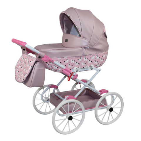Cărucior pentru Păpuși Sojan Classic Roz Pudră cu Imprimeu Floral [3]