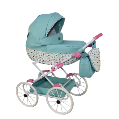 Cărucior pentru Păpuși Sojan Classic Verde Mentă cu Imprimeu Floral [1]
