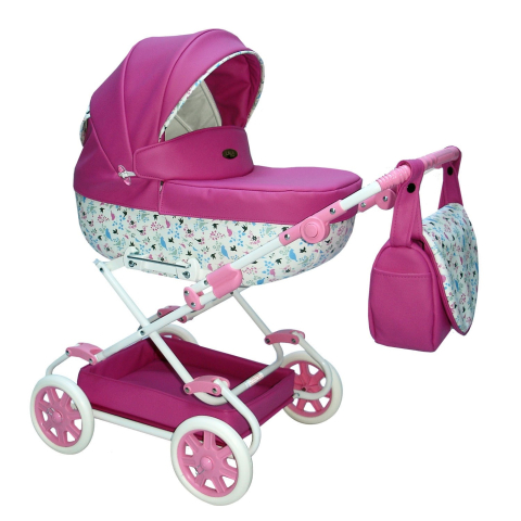 Cărucioare pentru păpuși Princess - Cărucior pentru Păpuși Sojan Lala Fucsia cu Imprimeu Floral