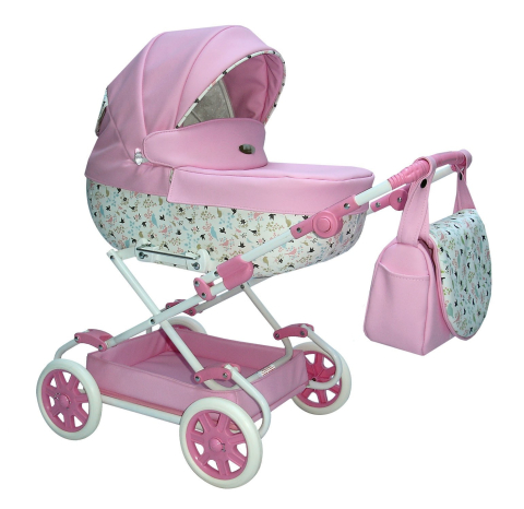 Cărucioare pentru păpuși Princess - Cărucior pentru Păpuși Sojan Lala Roz cu Imprimeu Verde