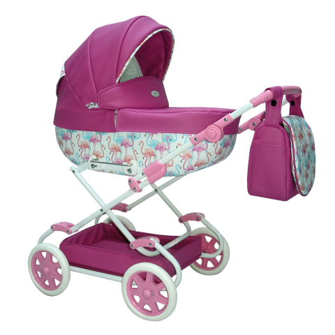 Cărucior pentru Păpuși Sojan Lala Turcoaz cu Imprimeu Floral [4]
