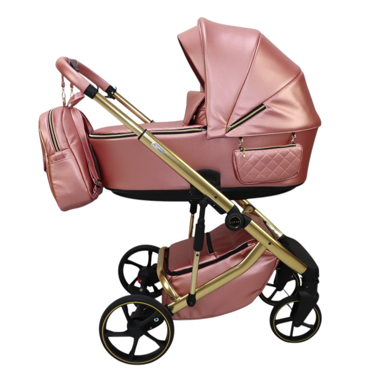 Dimensiuni Cărucior 4 în 1 Sojan Citax Exclusive Roz Rose Gold cu Detalii Aurii