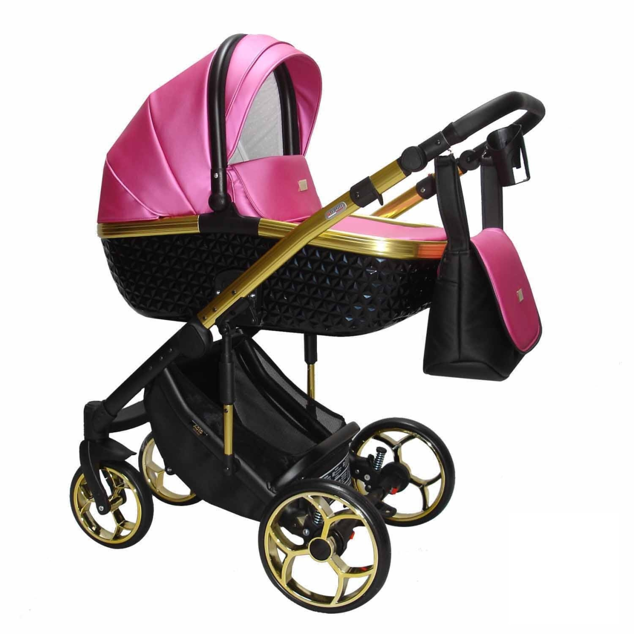 Dimensiuni Cărucior 4 în 1 Sojan Xsara Standard Roz Fucsia cu Detalii Aurii