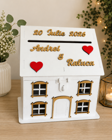 Casă dar de nuntă din lemn personalizată - Casă dar de nuntă din lemn personalizată